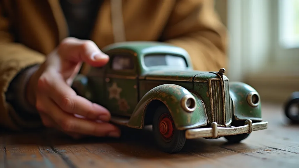 Collector holding a Vintage Die-Cast Toy Car