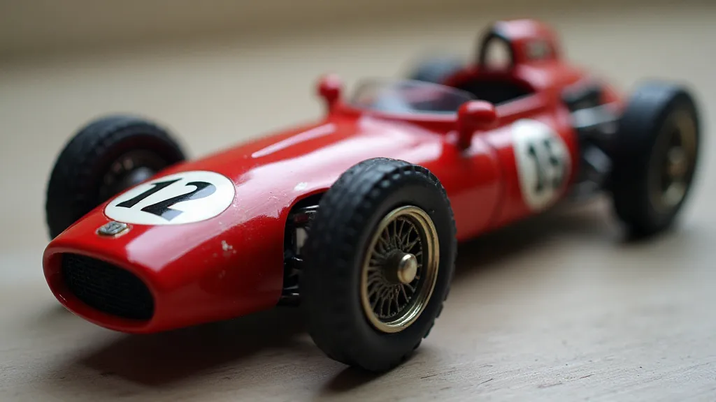 Close up of a Dinky Toys race car