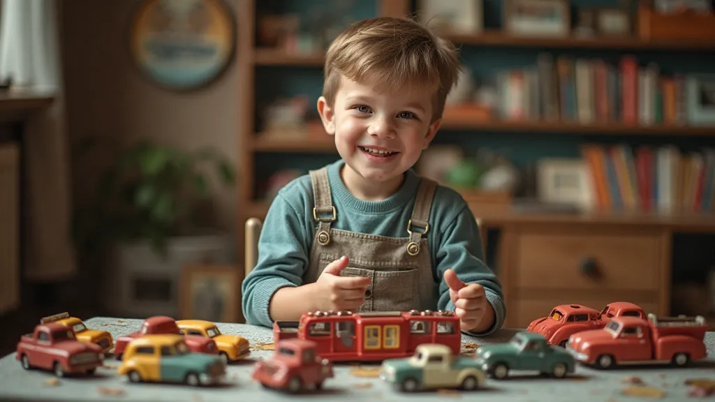 Boy with Dinky Toy collection