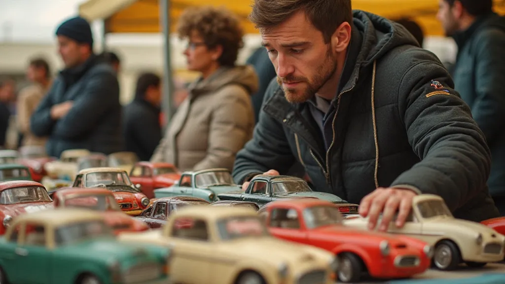 Vintage toy cars at flea market