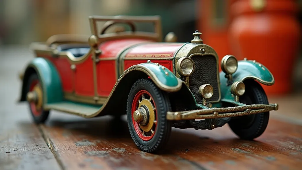 Detailed cast iron toy car from the 1920s