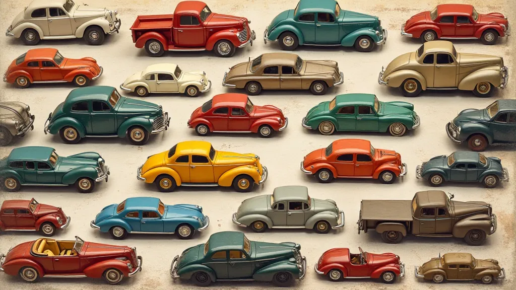 Collage of vintage toy cars