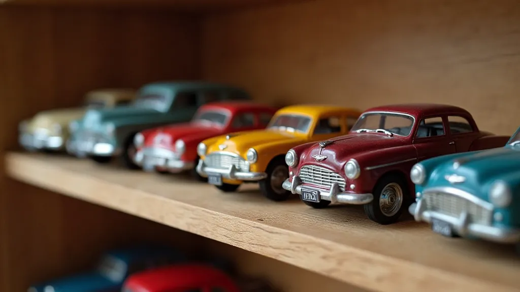 Vintage toy cars on shelf