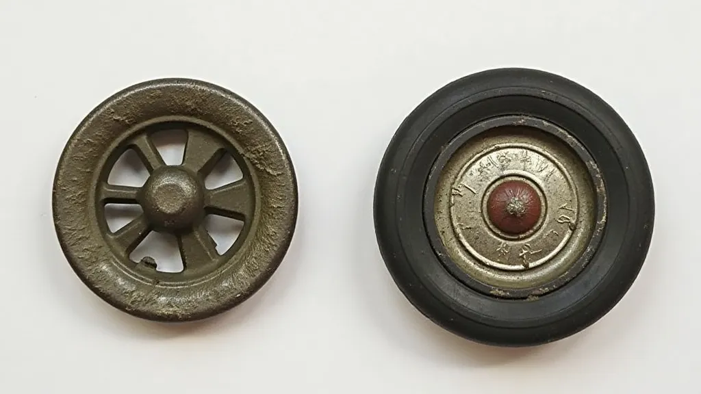 Comparison of old and new toy car wheels